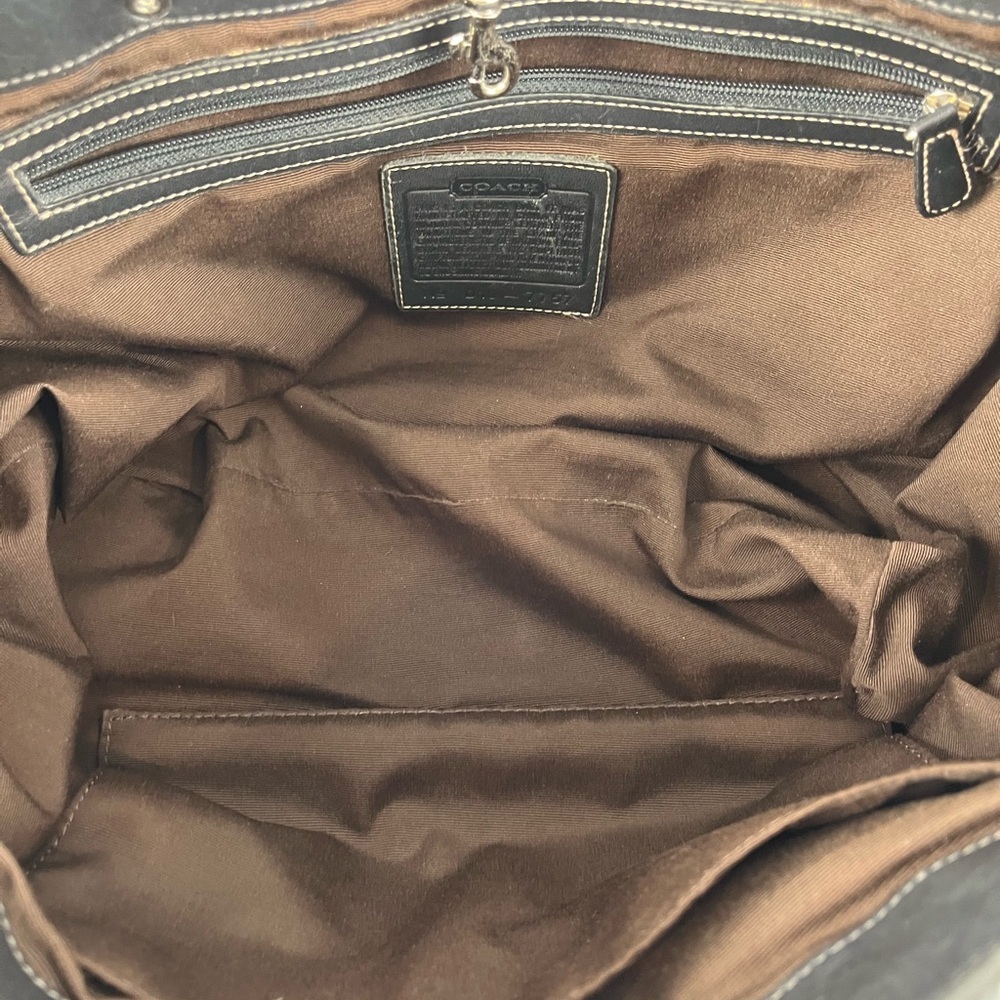 Coach Hamptons Classic Black Leather Hand Bag Tote D1J-7757 Lobster Clasp Close - Picture 13 of 15